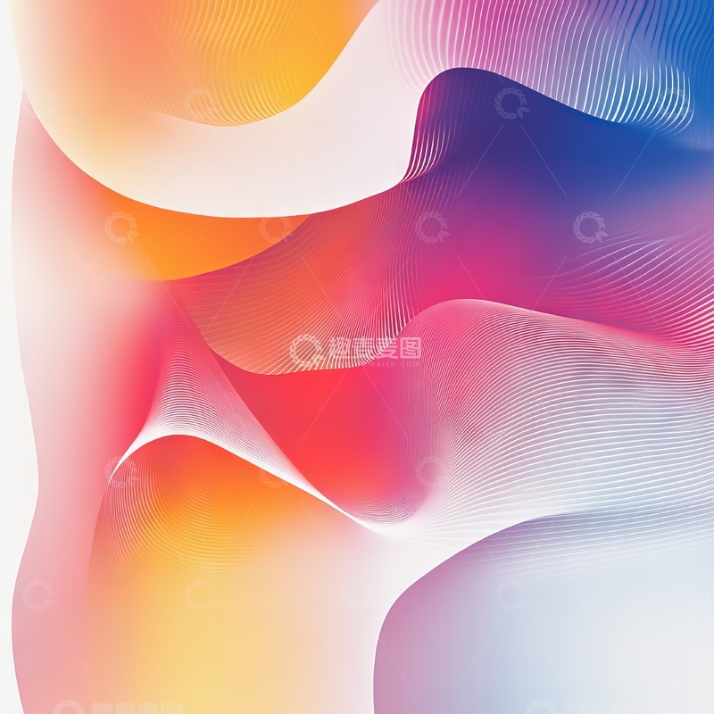 高清大图下载【趣麦麦图】色彩斑斓的抽象波浪图案