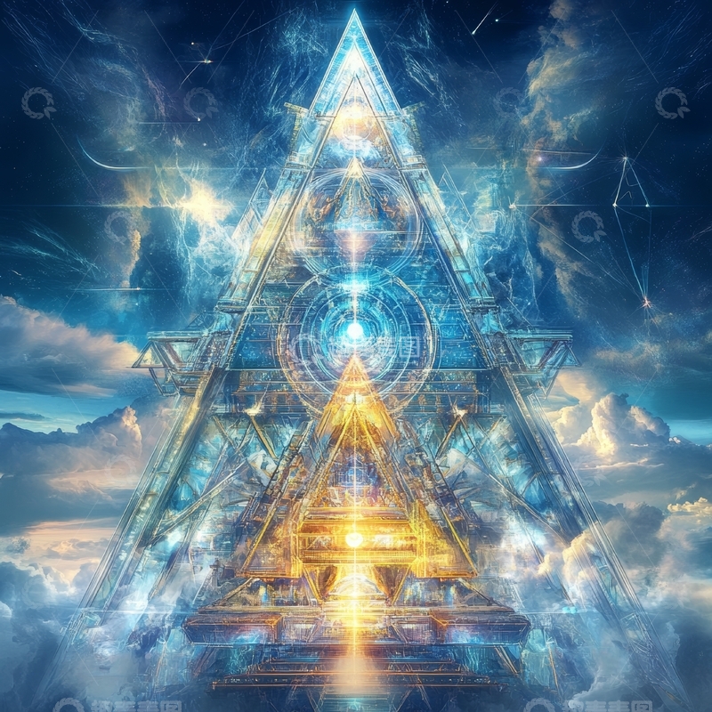 高清大图下载【趣麦麦图】神秘金字塔与星空的交汇