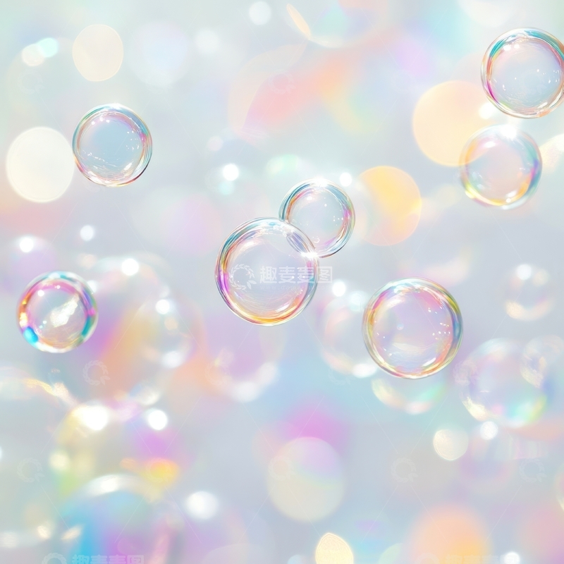 高清大图下载【趣麦麦图】漂浮的彩色泡泡背景