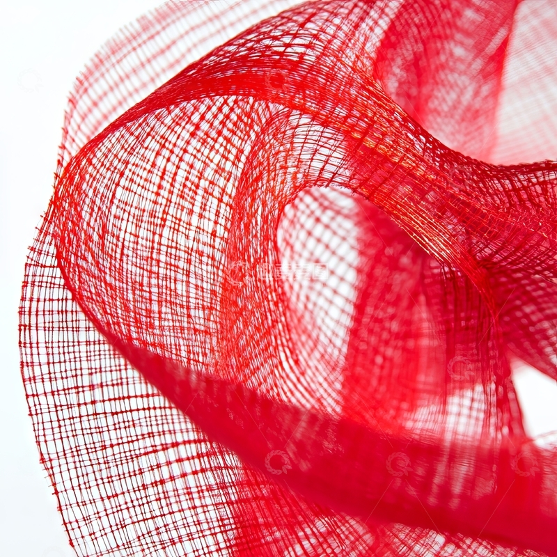 高清大图下载【趣麦麦图】红色网状织物的抽象缠绕