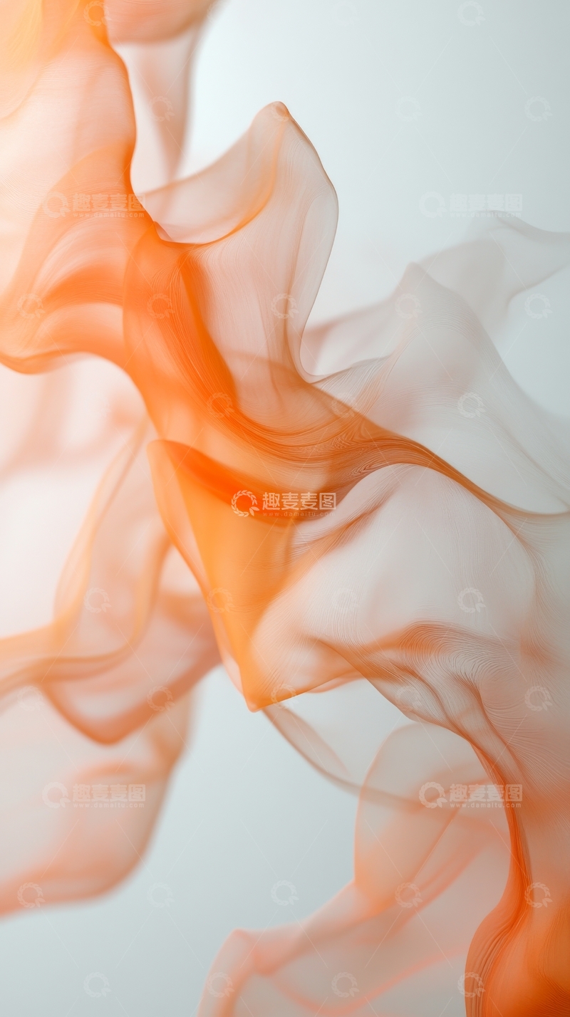 高清大图下载【趣麦麦图】橙色轻纱飘动的艺术背景