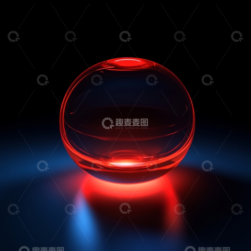高清大图下载【趣麦麦图】红色光芒的透明球体