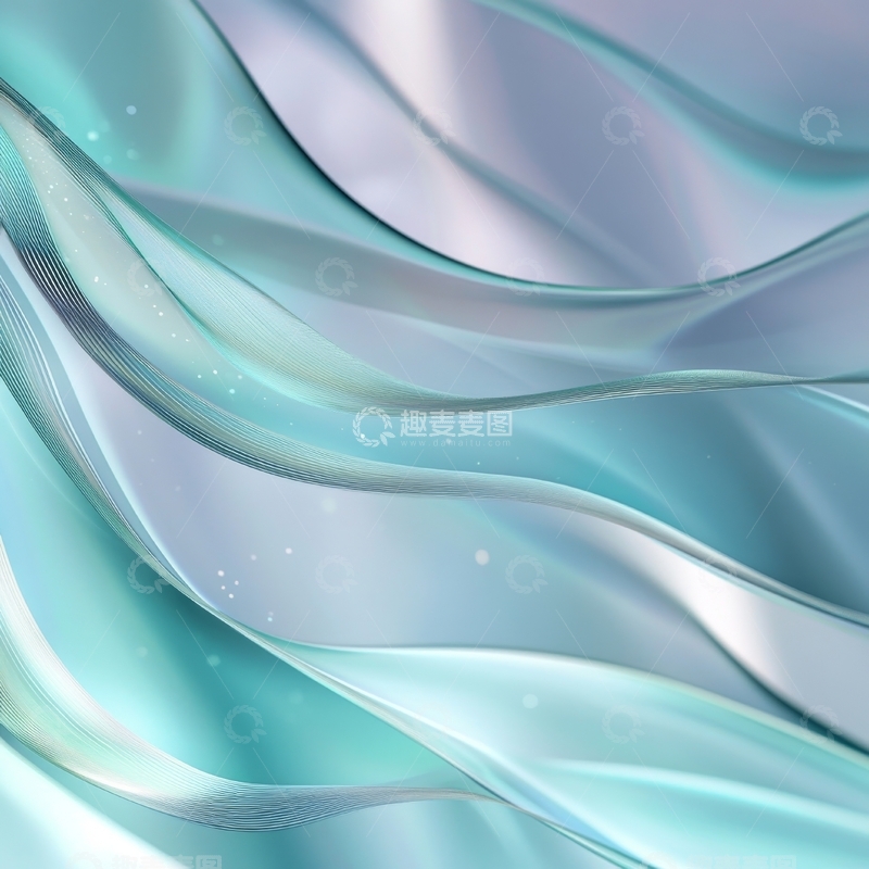 高清大图下载【趣麦麦图】流动的蓝绿色丝带背景
