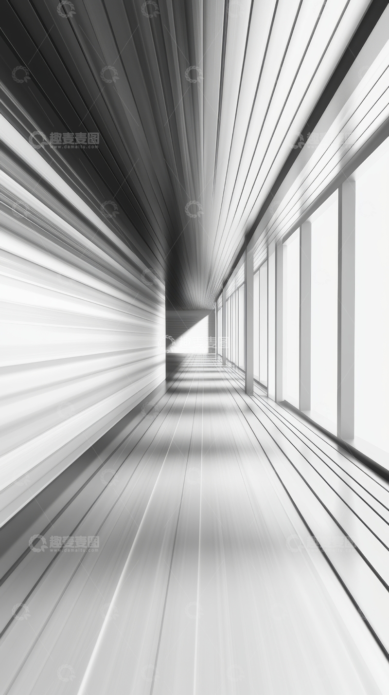 高清大图下载【趣麦麦图】黑白长廊动态模糊效果