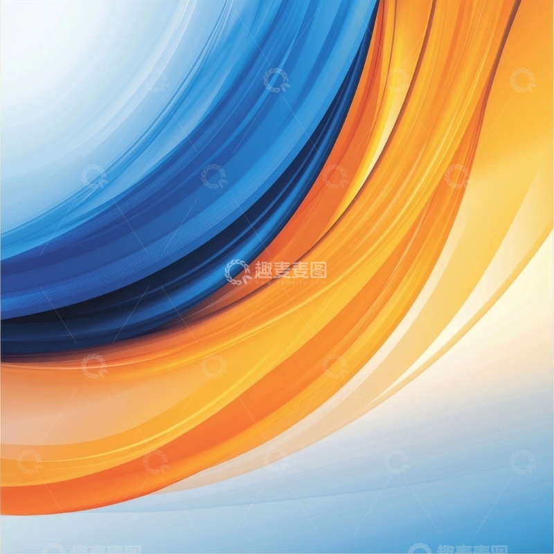 高清大图下载【趣麦麦图】蓝橙渐变抽象曲线背景