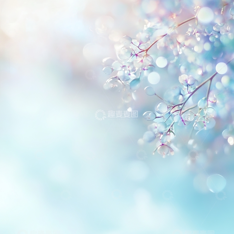 高清大图下载【趣麦麦图】梦幻蓝调花卉背景