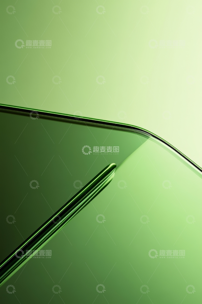 高清大图下载【趣麦麦图】绿色背景下的手机边缘特写