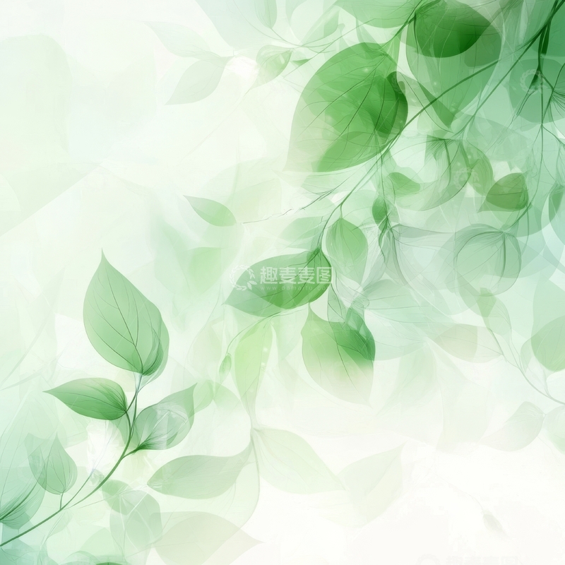 高清大图下载【趣麦麦图】清新绿叶背景