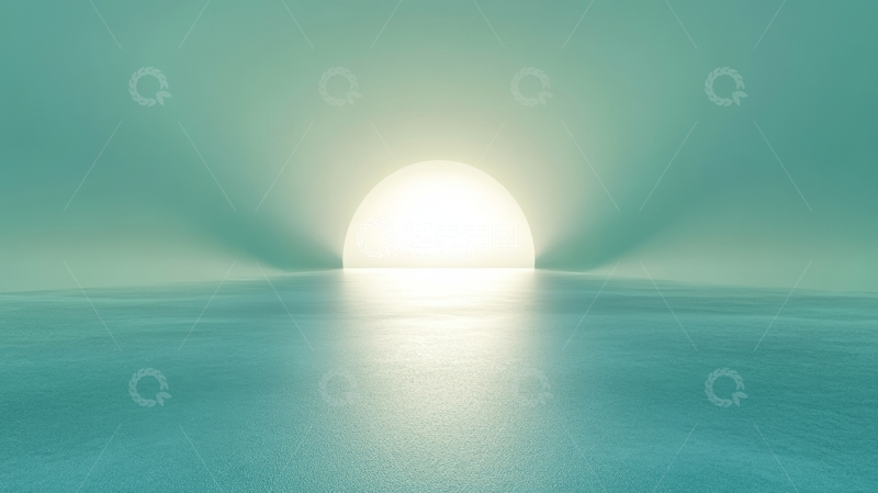 高清大图下载【趣麦麦图】日出海面，光芒四射