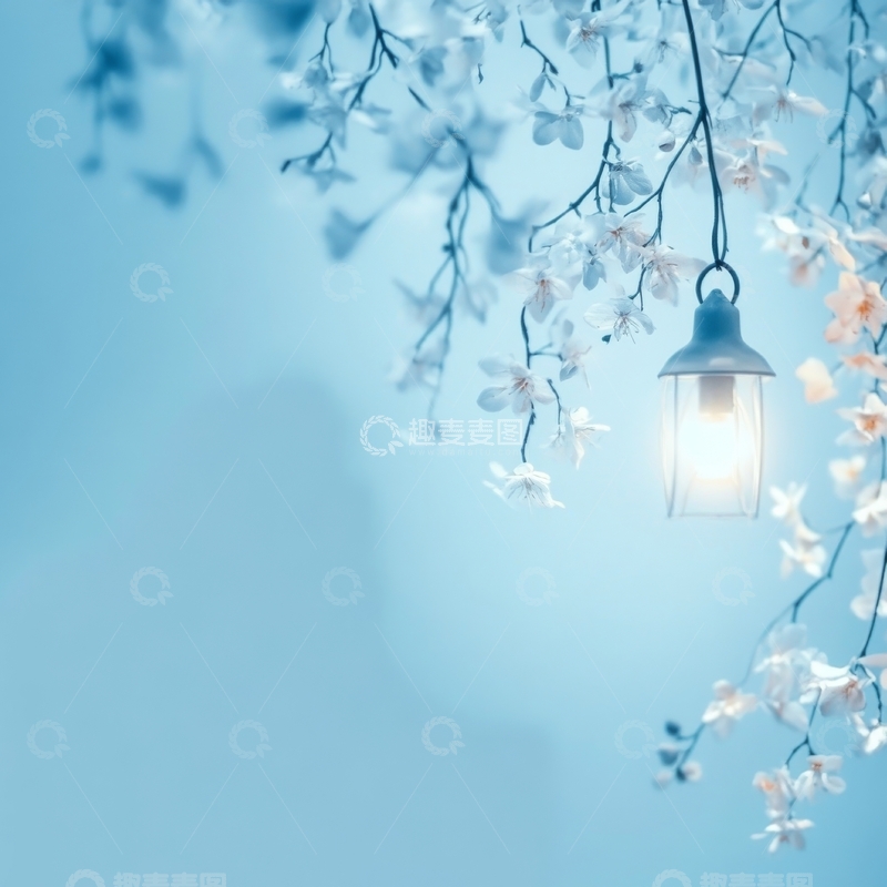 高清大图下载【趣麦麦图】樱花枝头悬挂的温暖灯笼