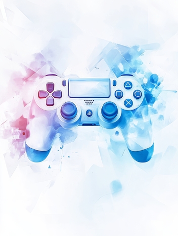 色彩斑斓的游戏手柄艺术插画