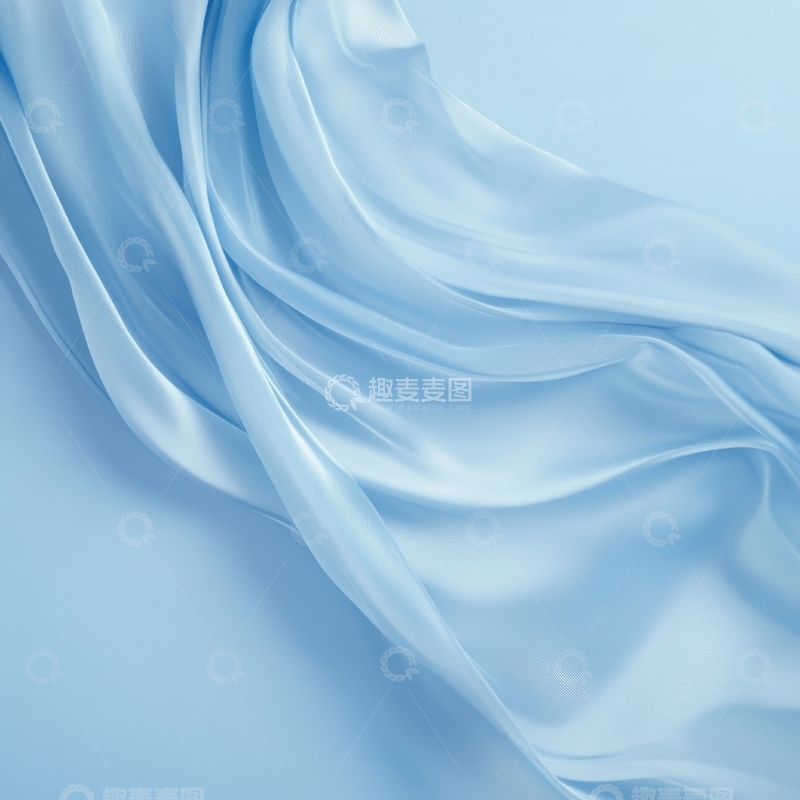 高清大图下载【趣麦麦图】轻盈飘逸的浅蓝色丝绸