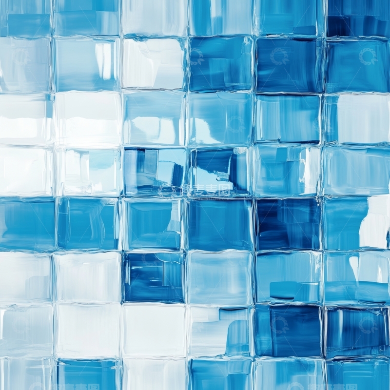 高清大图下载【趣麦麦图】蓝色立方体玻璃拼接背景