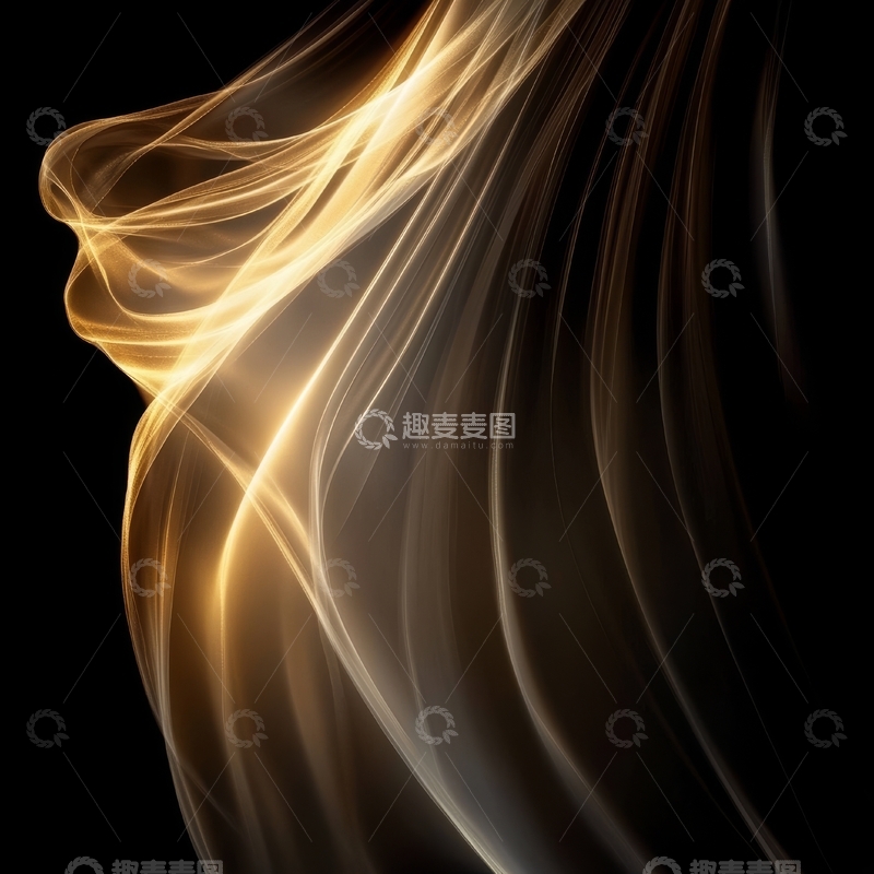 高清大图下载【趣麦麦图】金色流线的抽象艺术背景