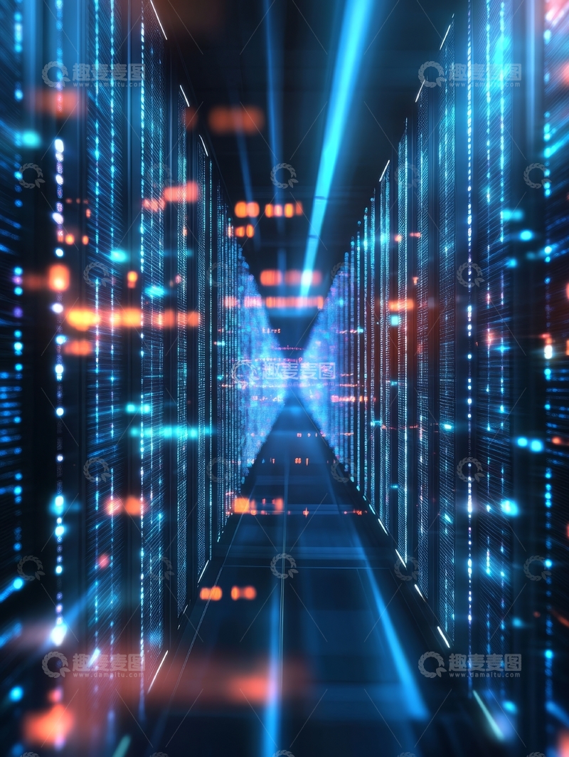 高清大图下载【趣麦麦图】数据走廊的未来科技景象