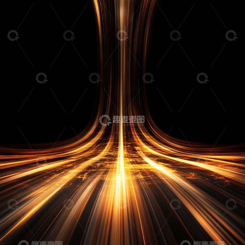 高清大图下载【趣麦麦图】金色光线汇聚的抽象背景