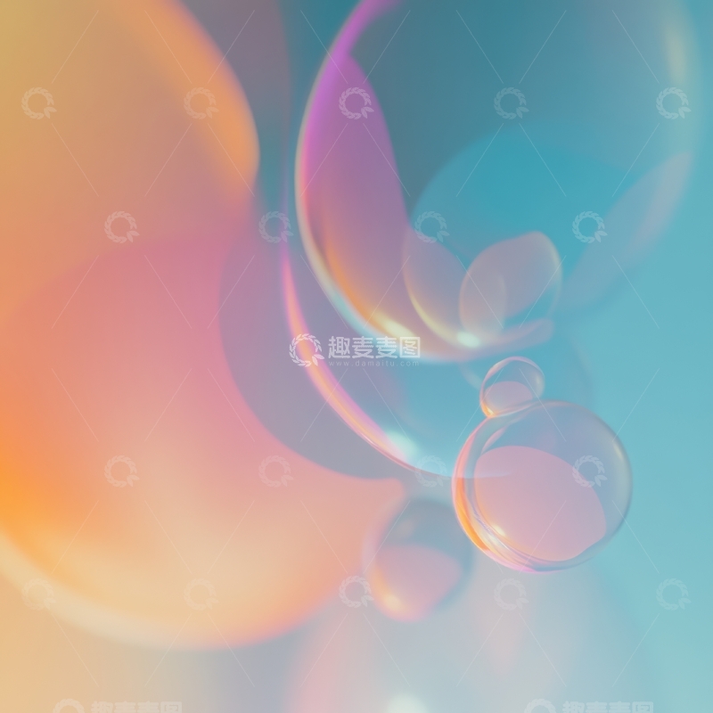 高清大图下载【趣麦麦图】渐变色彩中的透明气泡