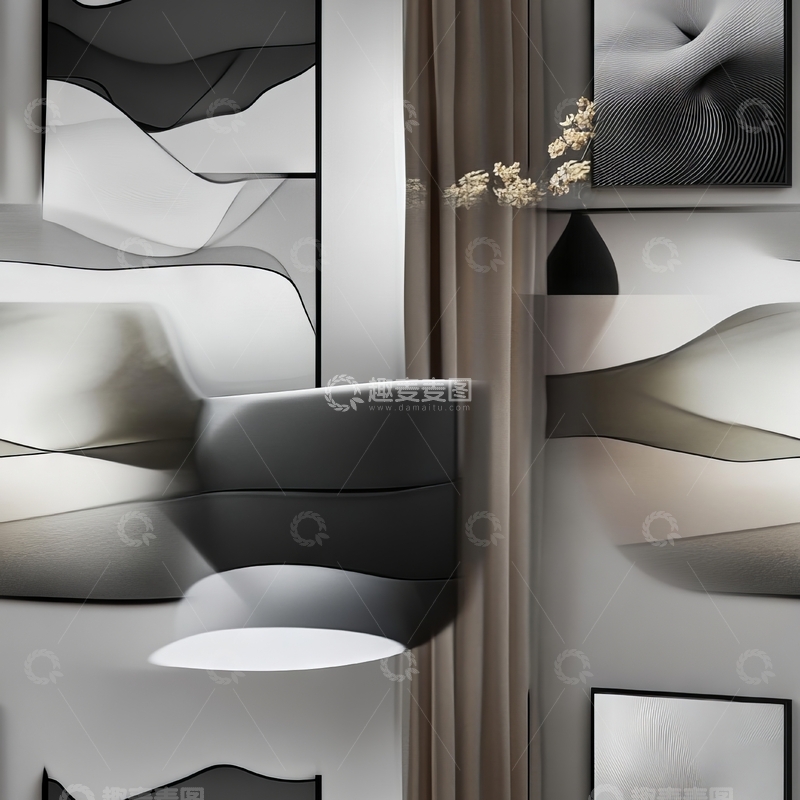 高清大图下载【趣麦麦图】现代艺术墙画与简约室内设计