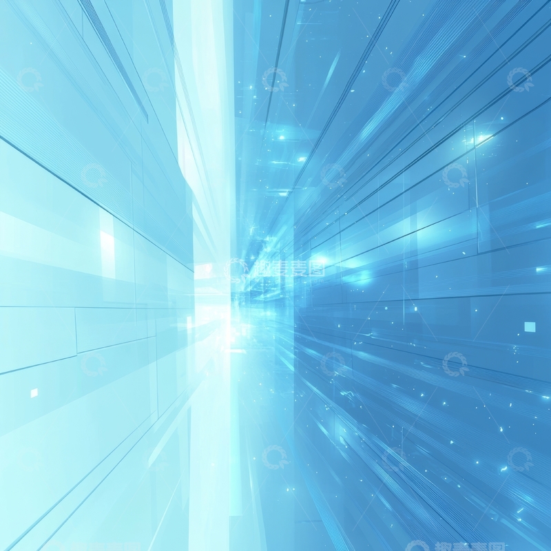 高清大图下载【趣麦麦图】蓝色科技隧道光影效果