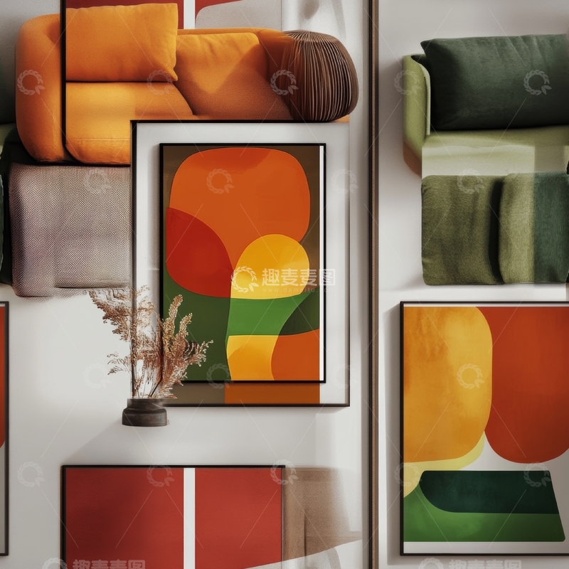 高清大图下载【趣麦麦图】现代客厅抽象艺术装饰墙