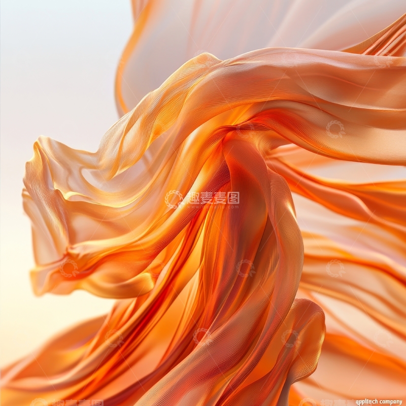 高清大图下载【趣麦麦图】流动的橙色丝绸