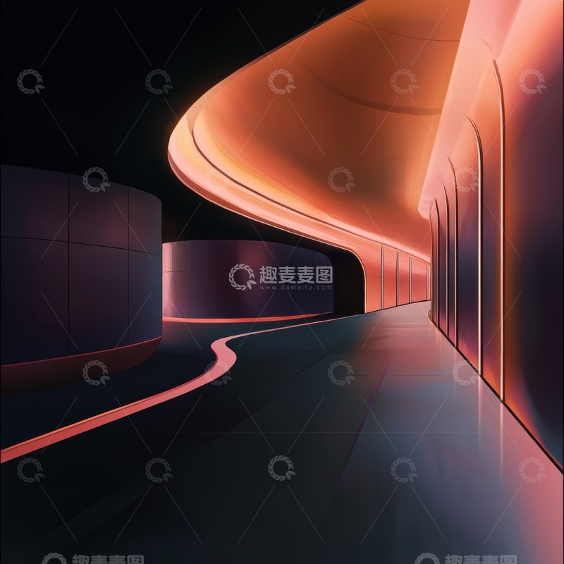 高清大图下载【趣麦麦图】未来感曲线隧道