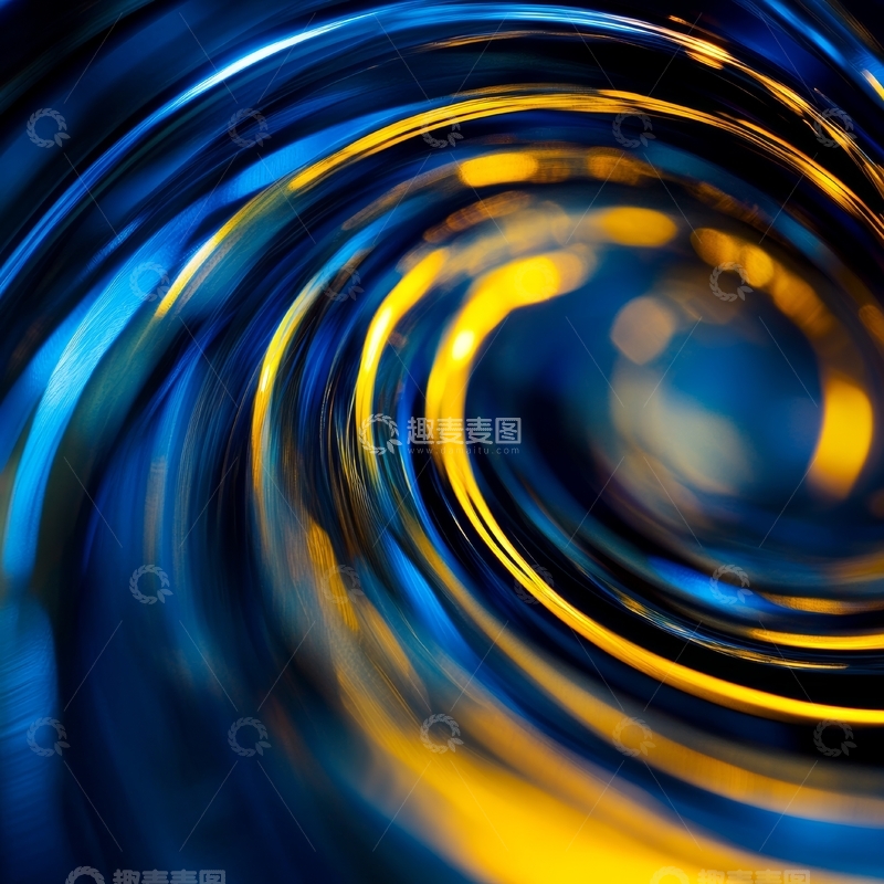 高清大图下载【趣麦麦图】蓝黄交织的动态漩涡