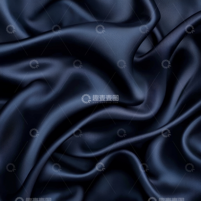 高清大图下载【趣麦麦图】深蓝色丝绸的细腻褶皱