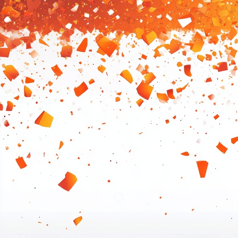 高清大图下载【趣麦麦图】橙色纸屑飞舞的节日背景
