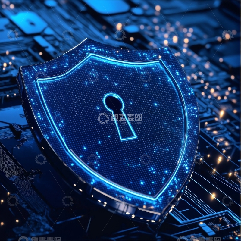 高清大图下载【趣麦麦图】数字盾牌与电路板背景