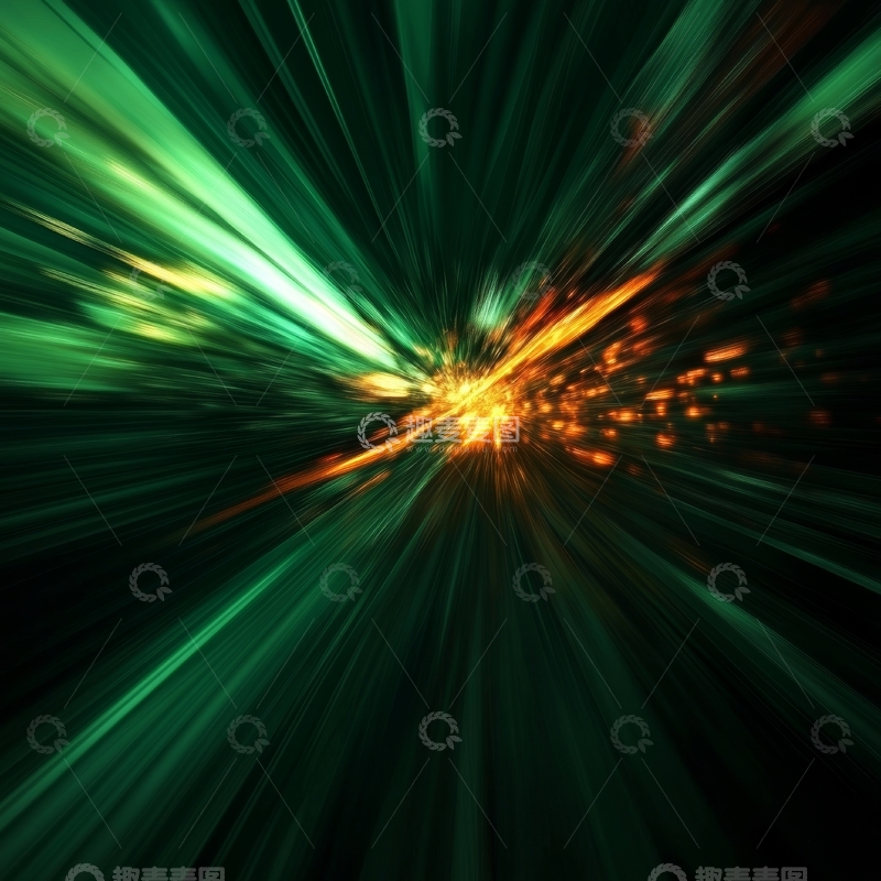 高清大图下载【趣麦麦图】绿色与橙色光芒交织的动态背景