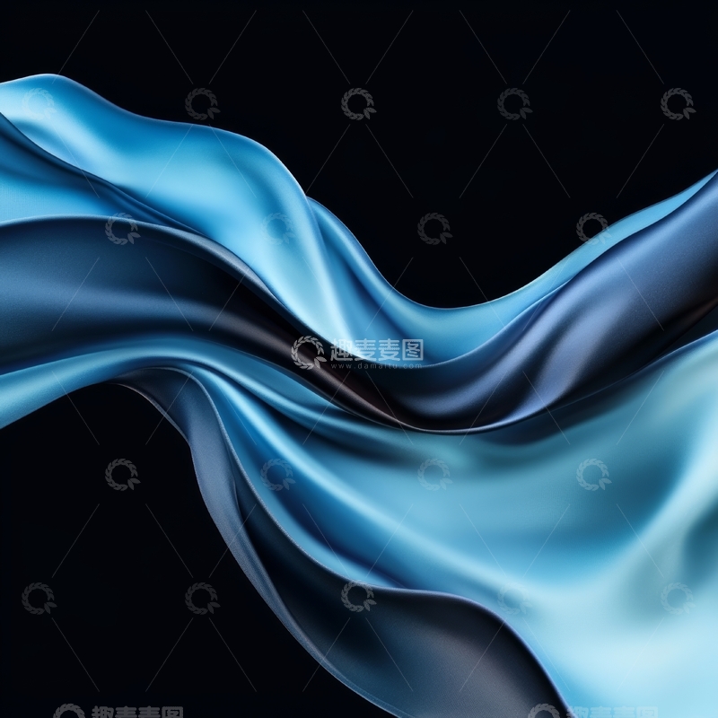 高清大图下载【趣麦麦图】蓝色绸缎的流动形态