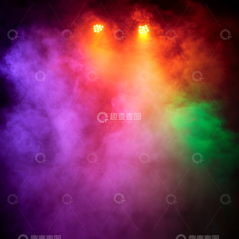 高清大图下载【趣麦麦图】彩色灯光下的烟雾效果