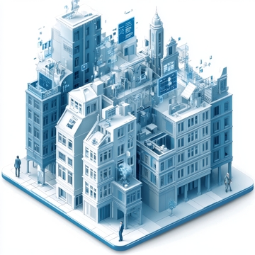 蓝色立体城市模型