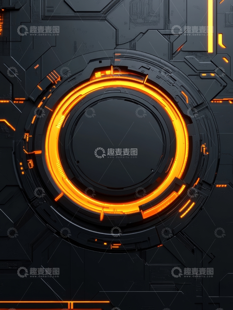 高清大图下载【趣麦麦图】科技感橙色光环的圆形装置