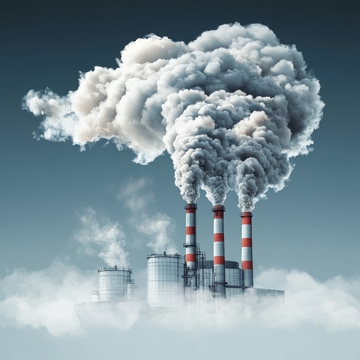 工业烟囱排放浓烟