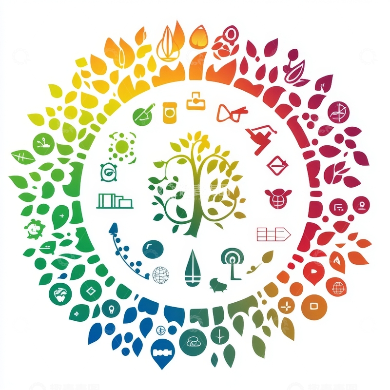 高清大图下载【趣麦麦图】多彩生态图标环