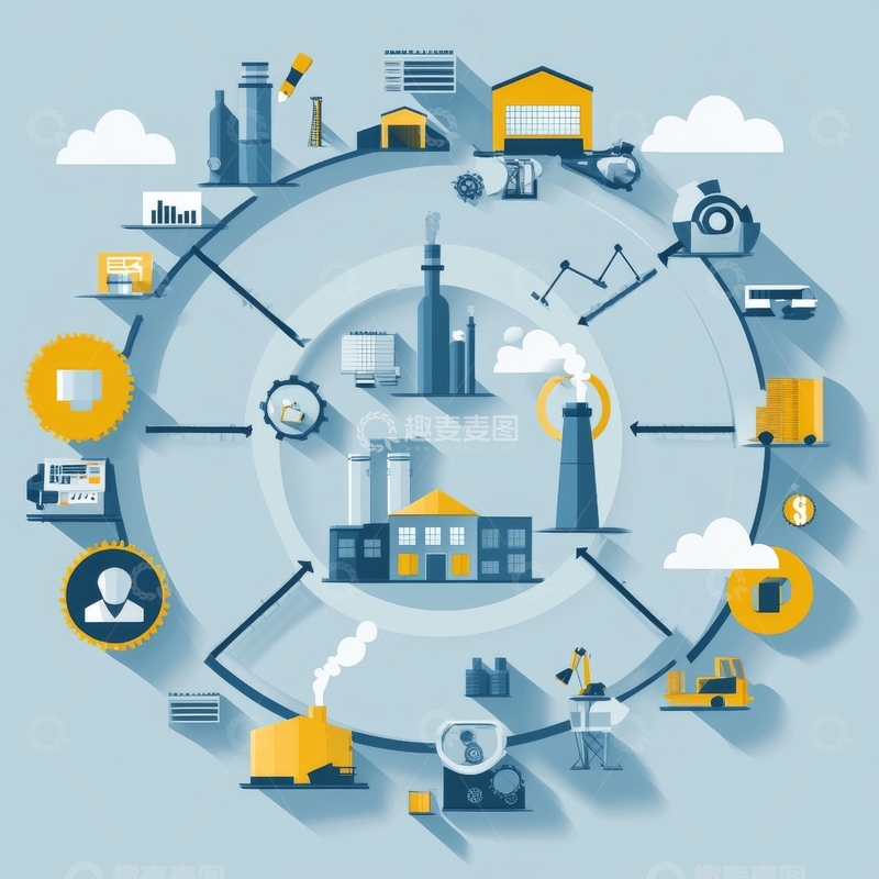 高清大图下载【趣麦麦图】工业生产循环图