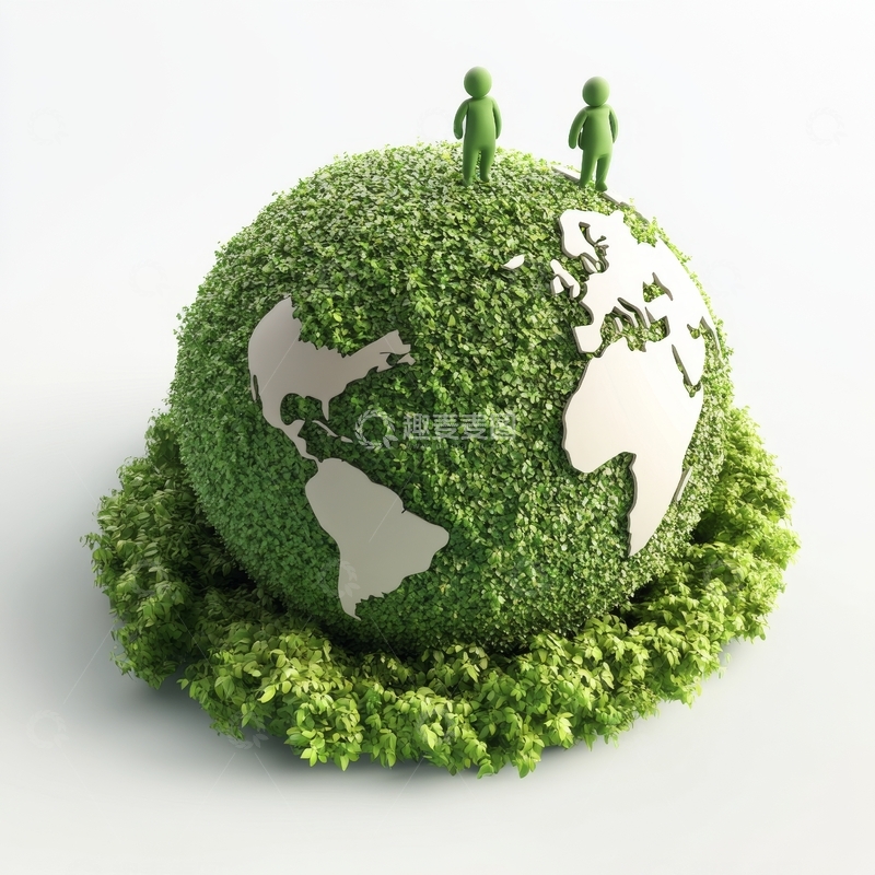 高清大图下载【趣麦麦图】-绿色地球与小人模型