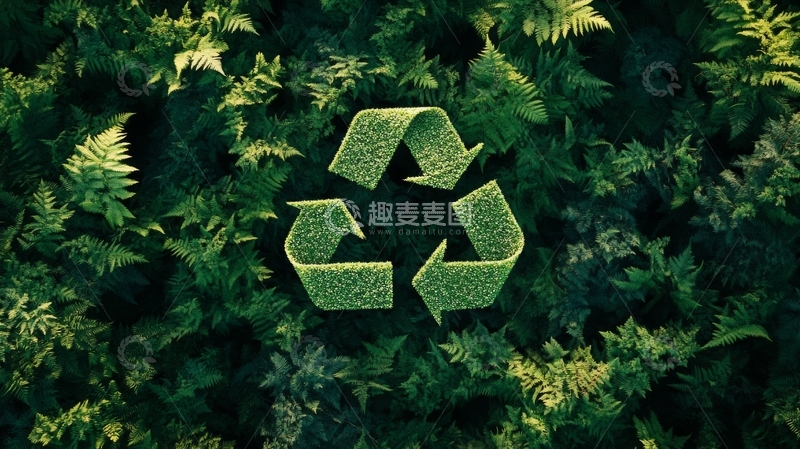 高清大图下载【趣麦麦图】绿色植物中的循环回收标志