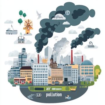 城市工业排放导致空气污染