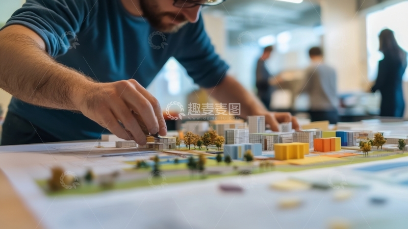 高清大图下载【趣麦麦图】建筑师调整城市模型布局