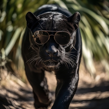 戴墨镜的黑豹，威风凛凛