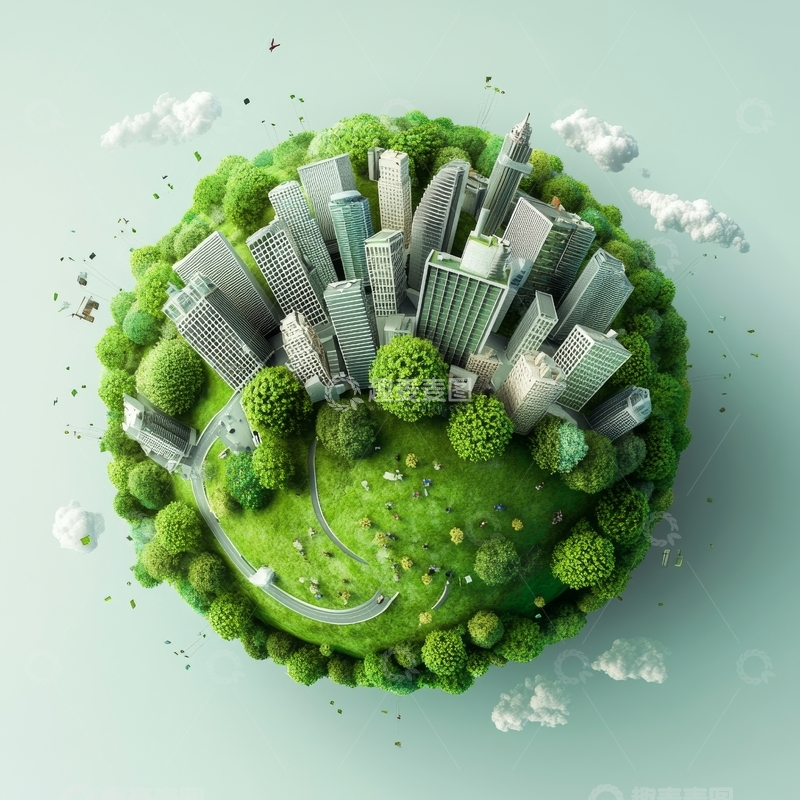 高清大图下载【趣麦麦图】绿色星球上的现代城市