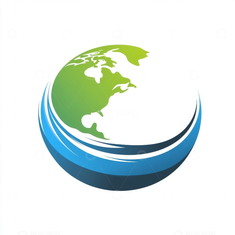 高清大图下载【趣麦麦图】绿色地球与蓝色环绕设计