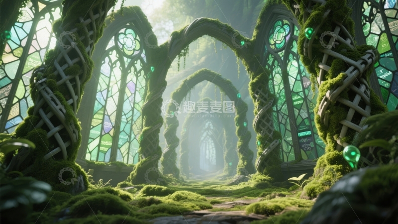 高清大图下载【趣麦麦图】神秘森林中的彩色拱门