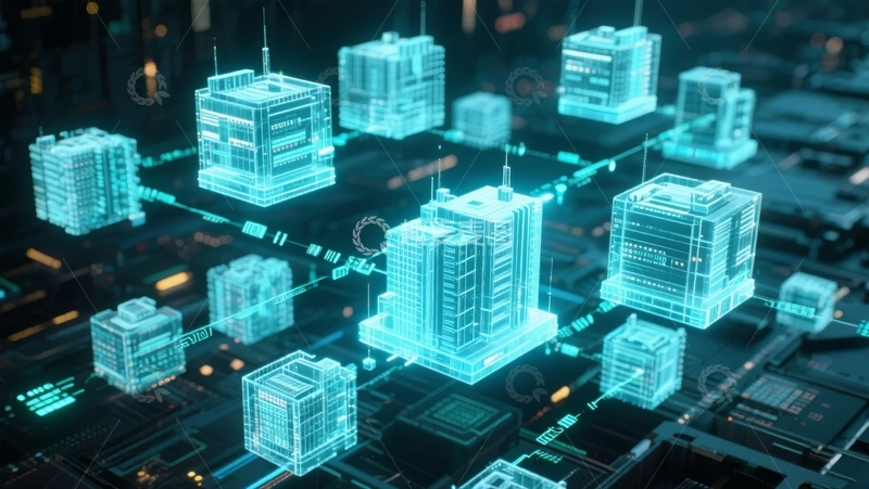 高清大图下载【趣麦麦图】未来城市智能建筑网络