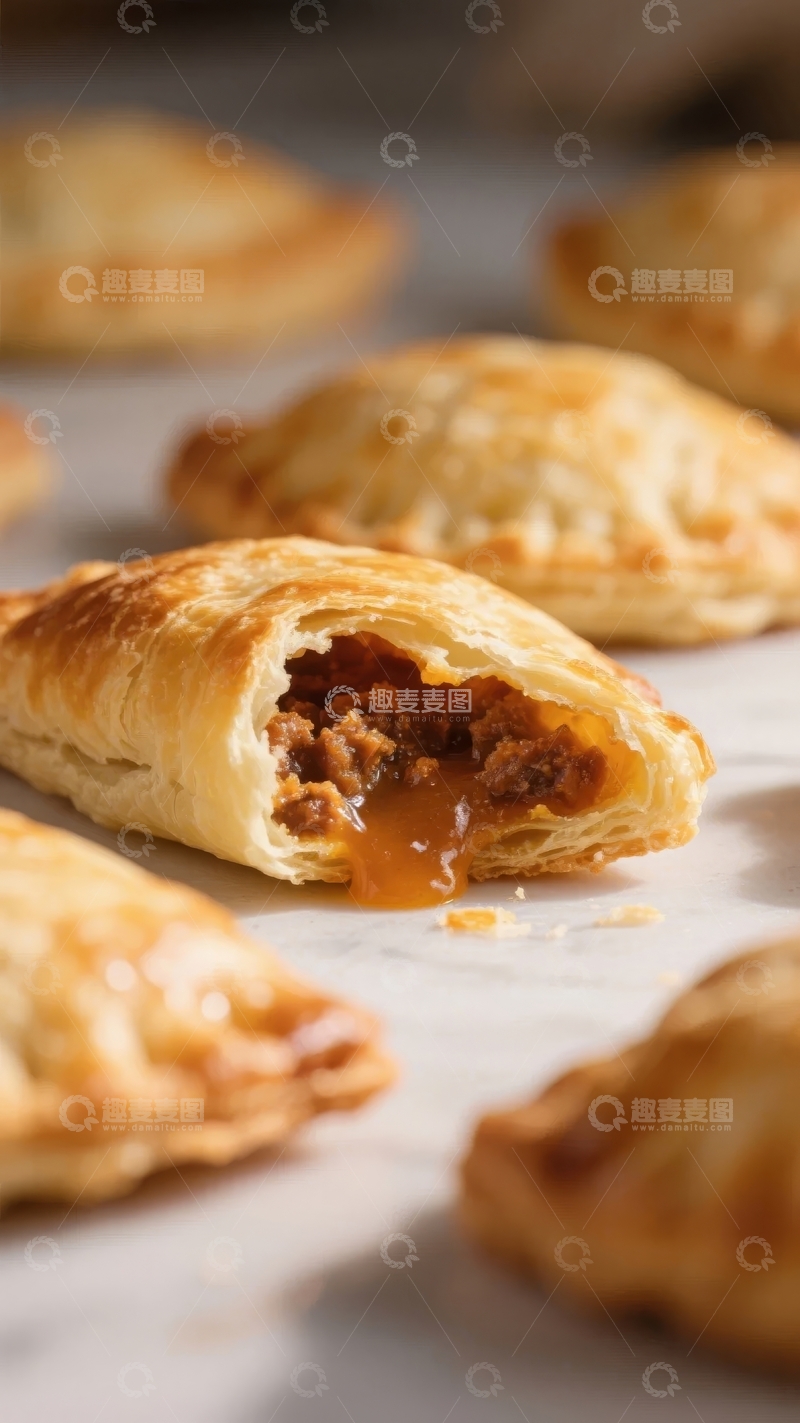高清大图下载【趣麦麦图】酥皮肉馅饼，热腾腾的美食