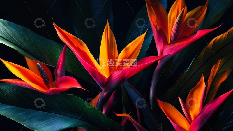 高清大图下载【趣麦麦图】热带天堂鸟花的鲜艳色彩
