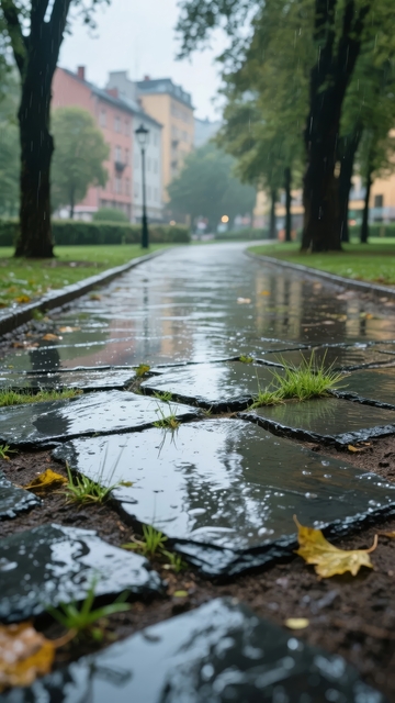 雨后湿润的石板小径